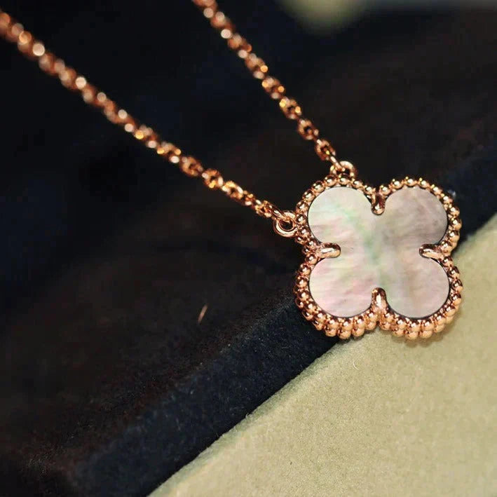 [LORA]CLOVER 15MM  GRAY MOTHER OF PEARL NECKLACE