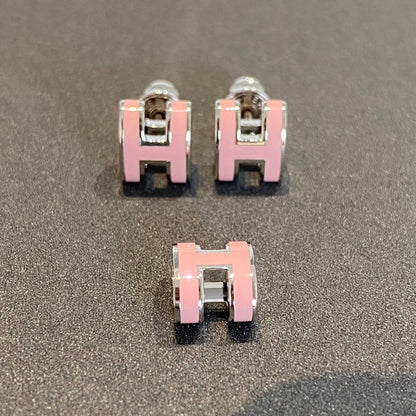 [LORA]MINI POP H SILVER EARRINGS PINK