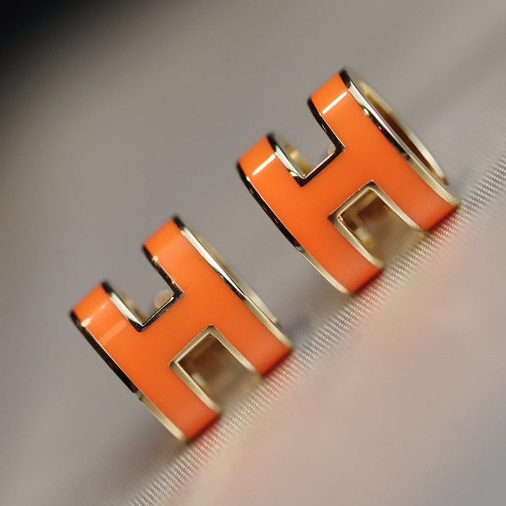 [LORA]MINI POP H EARRINGS ORANGE
