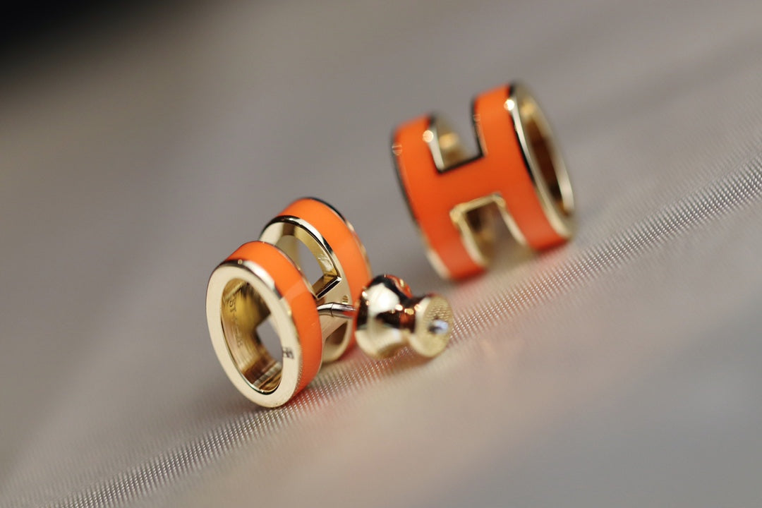 [LORA]MINI POP H EARRINGS ORANGE
