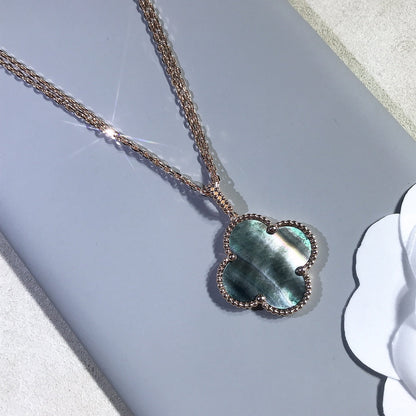 [LORA]CLOVER 25MM GOLD DARK MOP BIG CLOVER NECKLACE