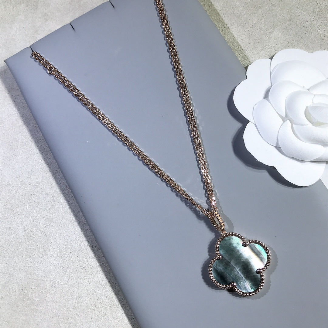 [LORA]CLOVER 25MM GOLD DARK MOP BIG CLOVER NECKLACE