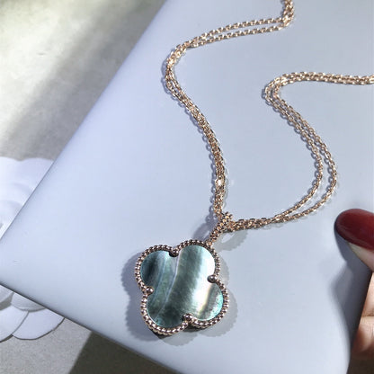 [LORA]CLOVER 25MM GOLD DARK MOP BIG CLOVER NECKLACE