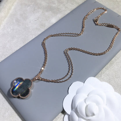 [LORA]CLOVER 25MM GOLD DARK MOP BIG CLOVER NECKLACE