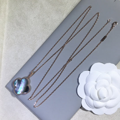 [LORA]CLOVER 25MM GOLD DARK MOP BIG CLOVER NECKLACE