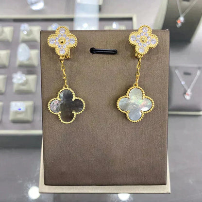 [Lora]CLOVER  2 MOTIFS  DIAMOND  EARRINGS (MULTIPLE CHOICESç´