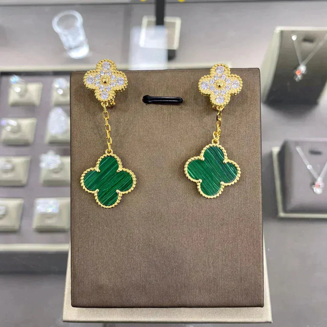 [Lora]CLOVER  2 MOTIFS  DIAMOND  EARRINGS (MULTIPLE CHOICESç´