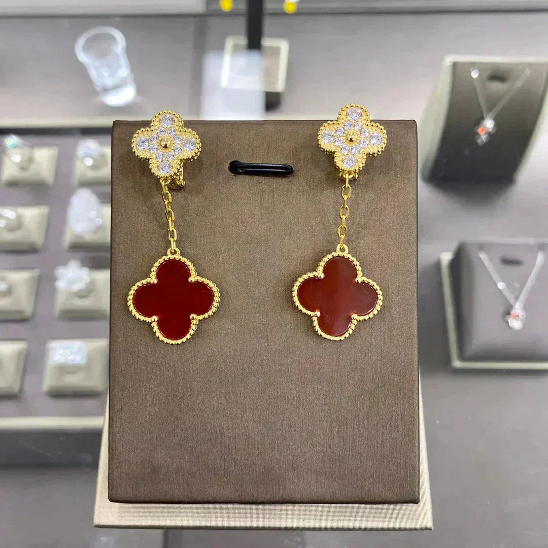 [Lora]CLOVER  2 MOTIFS  DIAMOND  EARRINGS (MULTIPLE CHOICESç´
