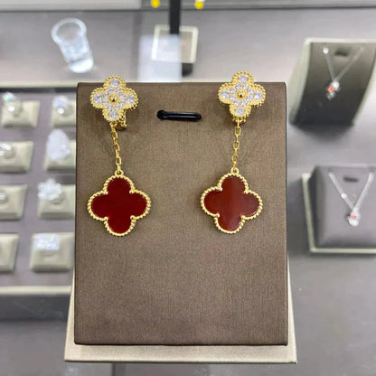 [Lora]CLOVER  2 MOTIFS  DIAMOND  EARRINGS (MULTIPLE CHOICESç´
