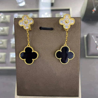 [Lora]CLOVER  2 MOTIFS  DIAMOND  EARRINGS (MULTIPLE CHOICESç´