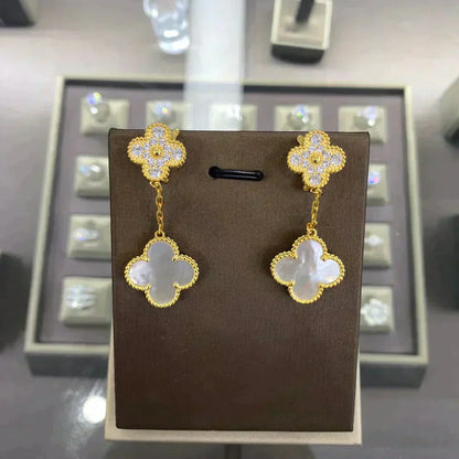 [Lora]CLOVER  2 MOTIFS  DIAMOND  EARRINGS (MULTIPLE CHOICESç´