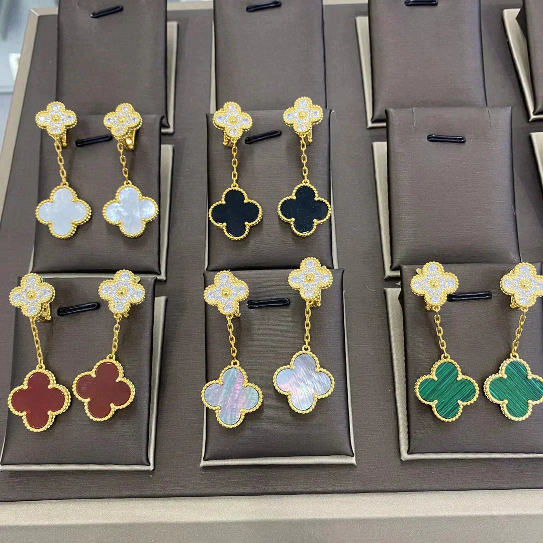 [LORA]CLOVER  2 MOTIFS  DIAMOND  EARRINGS (MULTIPLE CHOICESç´