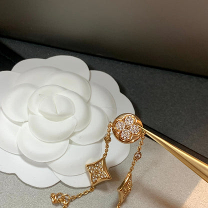 [LORA]STAR AND SUN 4 MOTIFS GOLD DIAMONDS BRACELET