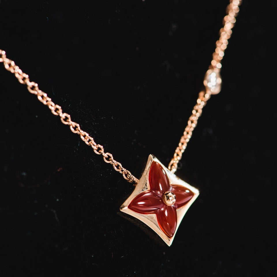 [LORA]STAR NECKLACE PINK GOLD 1 DIAMOND