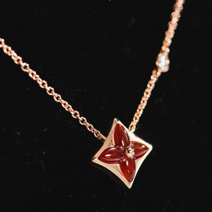 [LORA]STAR NECKLACE PINK GOLD 1 DIAMOND