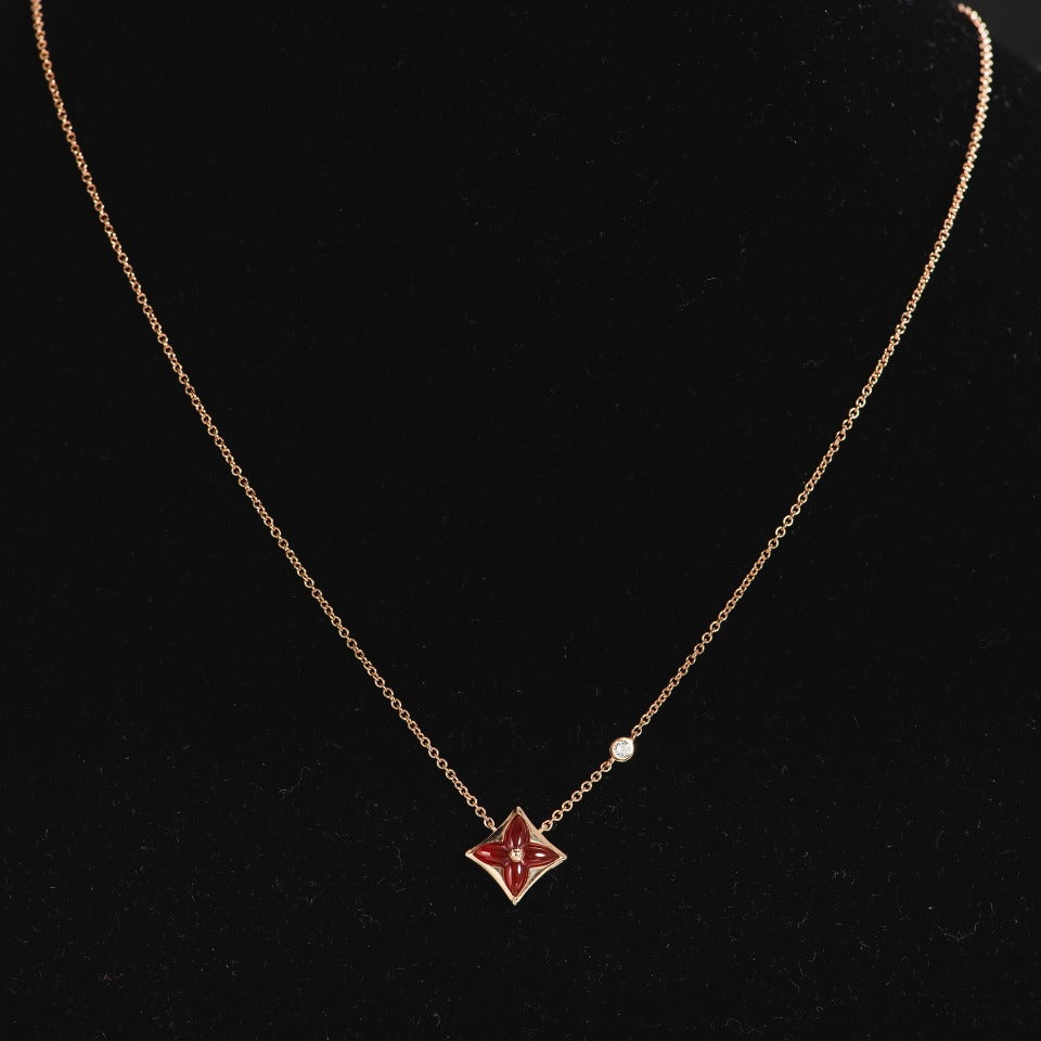 [LORA]STAR NECKLACE PINK GOLD 1 DIAMOND