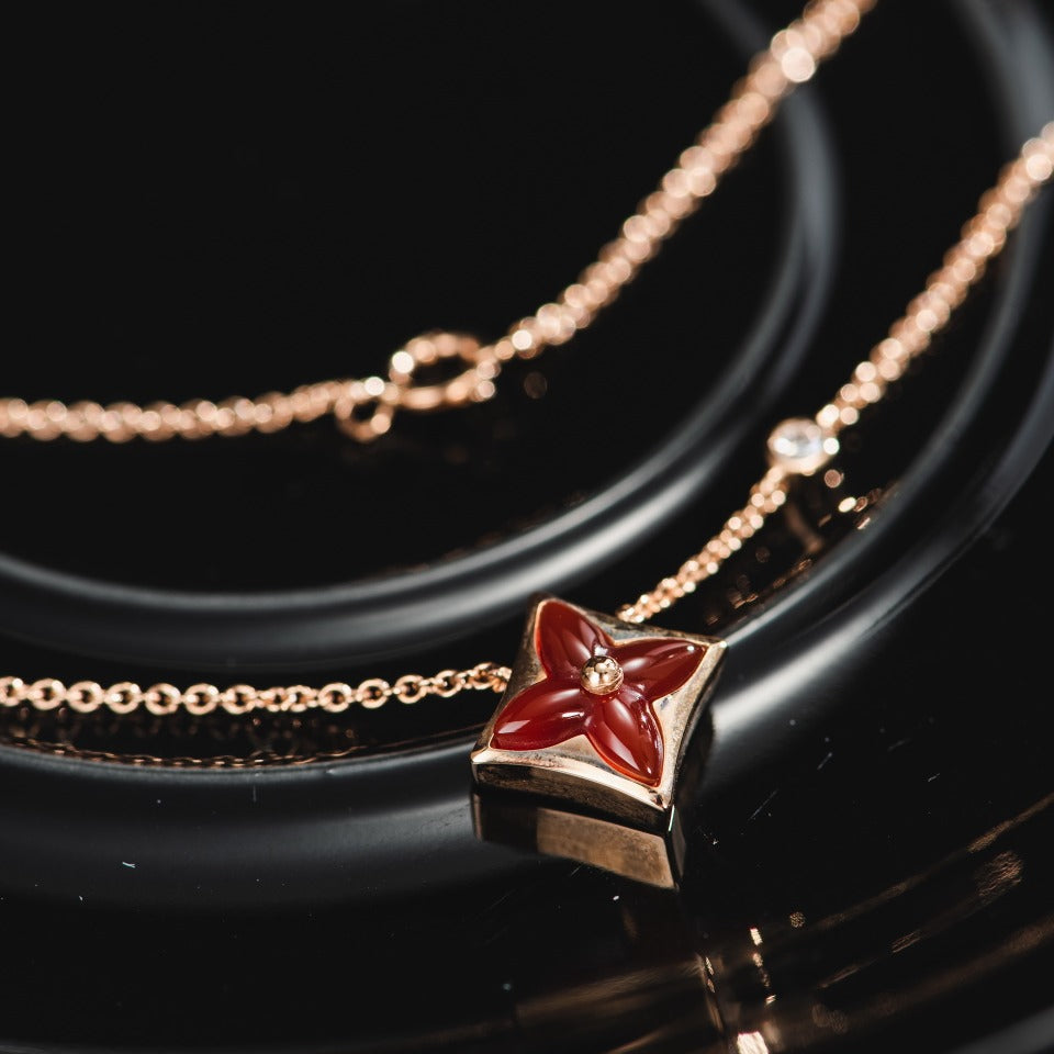 [LORA]STAR NECKLACE PINK GOLD 1 DIAMOND