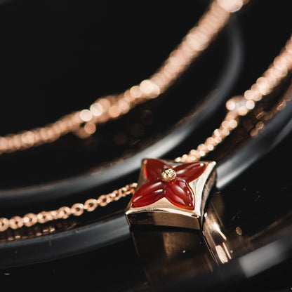 [LORA]STAR NECKLACE PINK GOLD 1 DIAMOND
