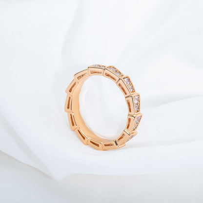 [LORA]SERPENTI RING PINK GOLD DIAMOND PAVED 3MM
