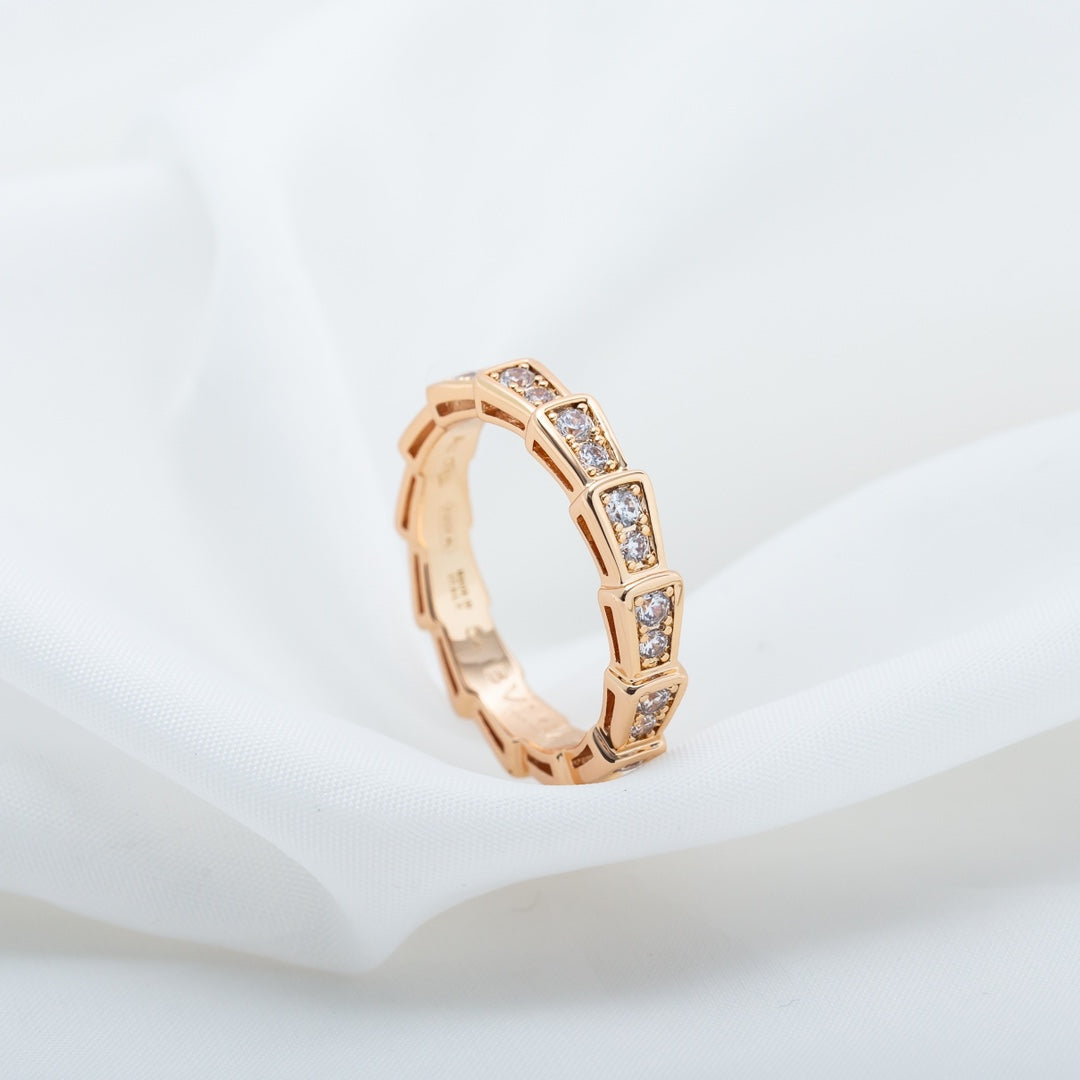 [LORA]SERPENTI RING PINK GOLD DIAMOND PAVED 3MM