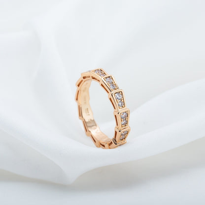 [LORA]SERPENTI RING PINK GOLD DIAMOND PAVED 3MM
