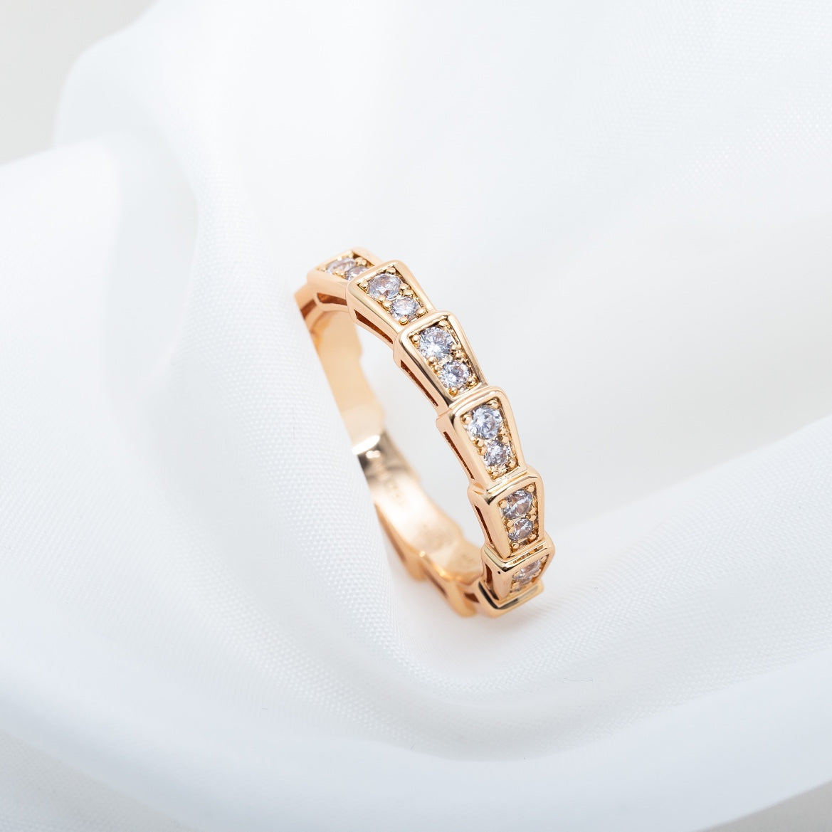 [LORA]SERPENTI RING PINK GOLD DIAMOND PAVED 3MM