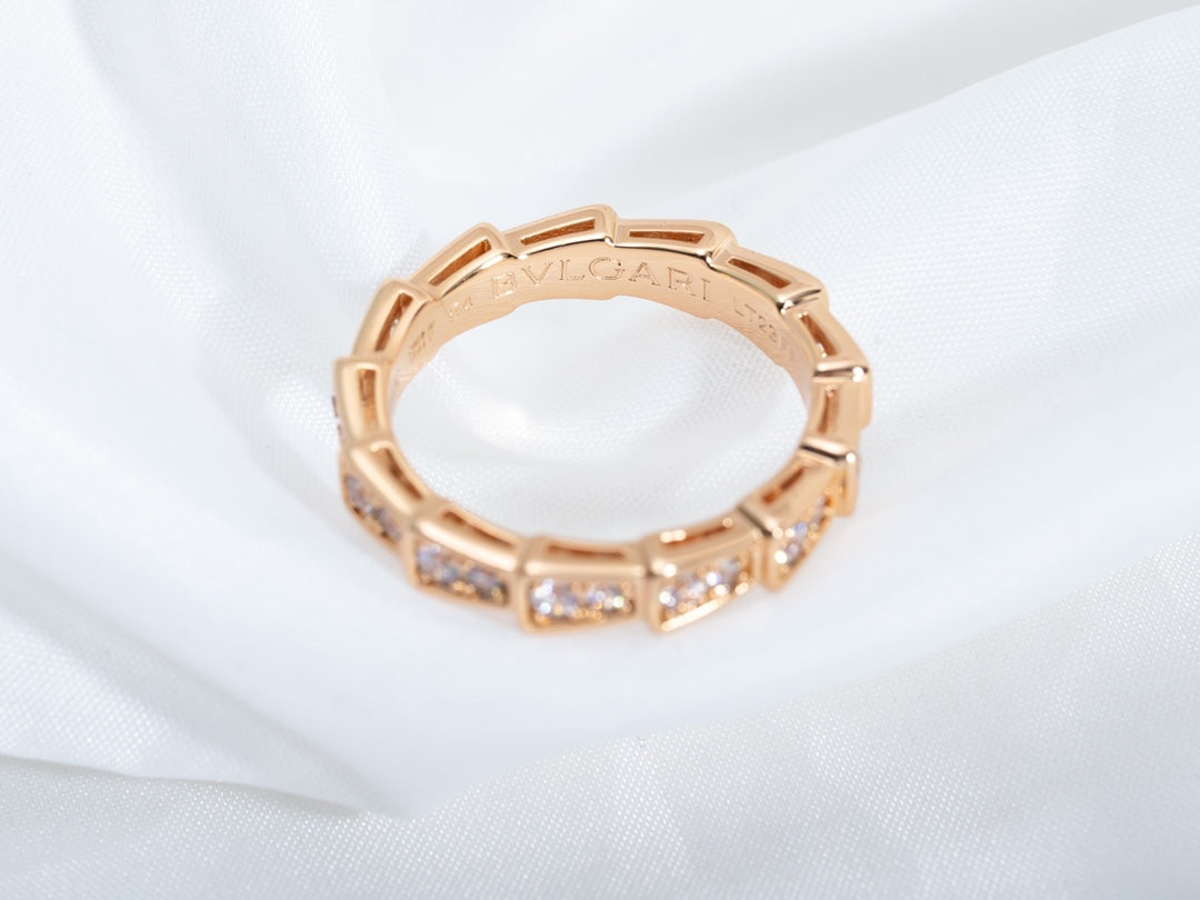 [LORA]SERPENTI RING PINK GOLD DIAMOND PAVED 3MM