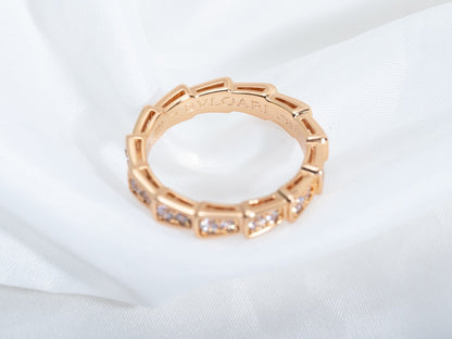 [LORA]SERPENTI RING PINK GOLD DIAMOND PAVED 3MM