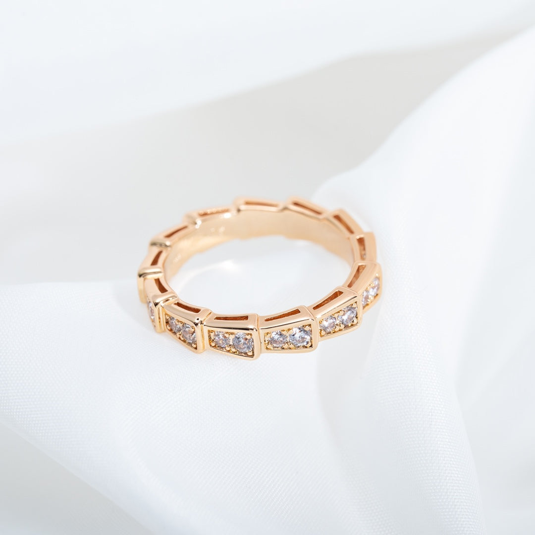 [LORA]SERPENTI RING PINK GOLD DIAMOND PAVED 3MM