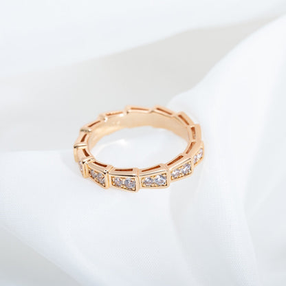 [LORA]SERPENTI RING PINK GOLD DIAMOND PAVED 3MM