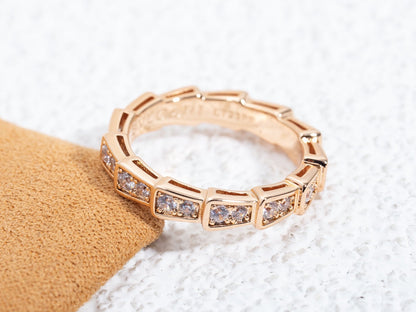 [LORA]SERPENTI RING PINK GOLD DIAMOND PAVED 3MM