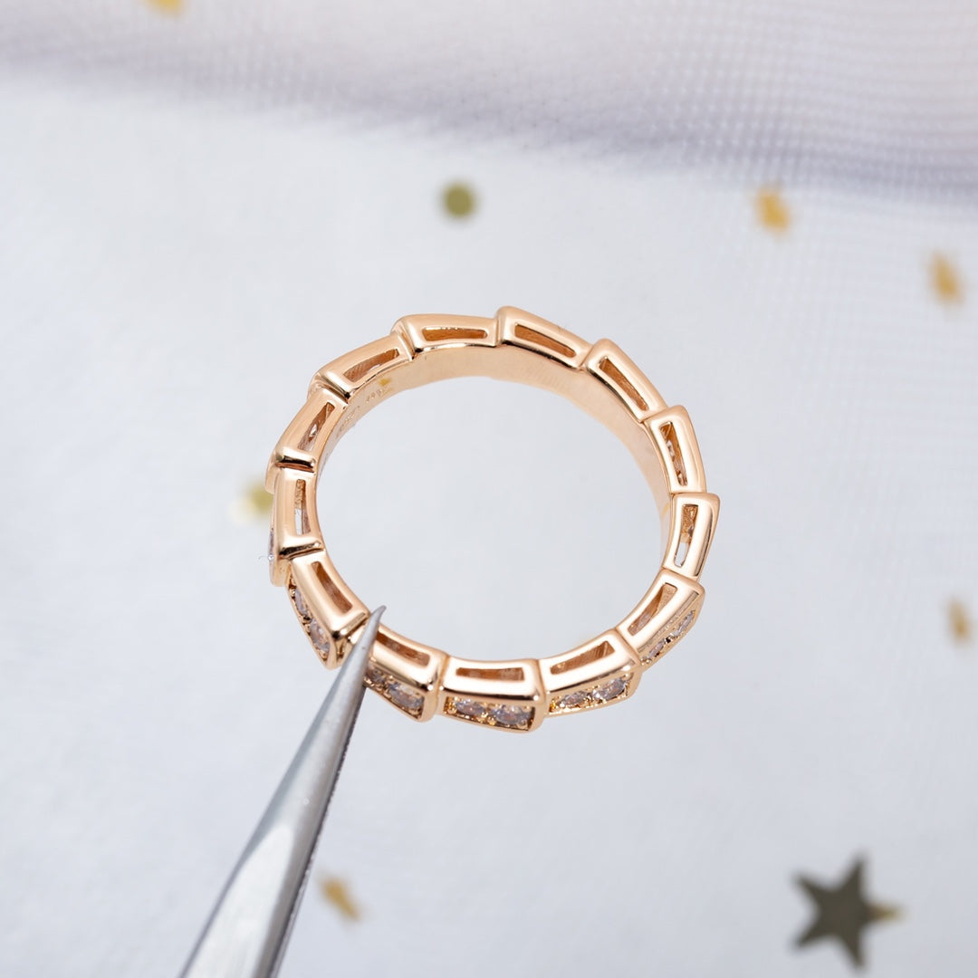 [LORA]SERPENTI RING PINK GOLD DIAMOND PAVED 3MM
