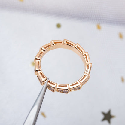 [LORA]SERPENTI RING PINK GOLD DIAMOND PAVED 3MM