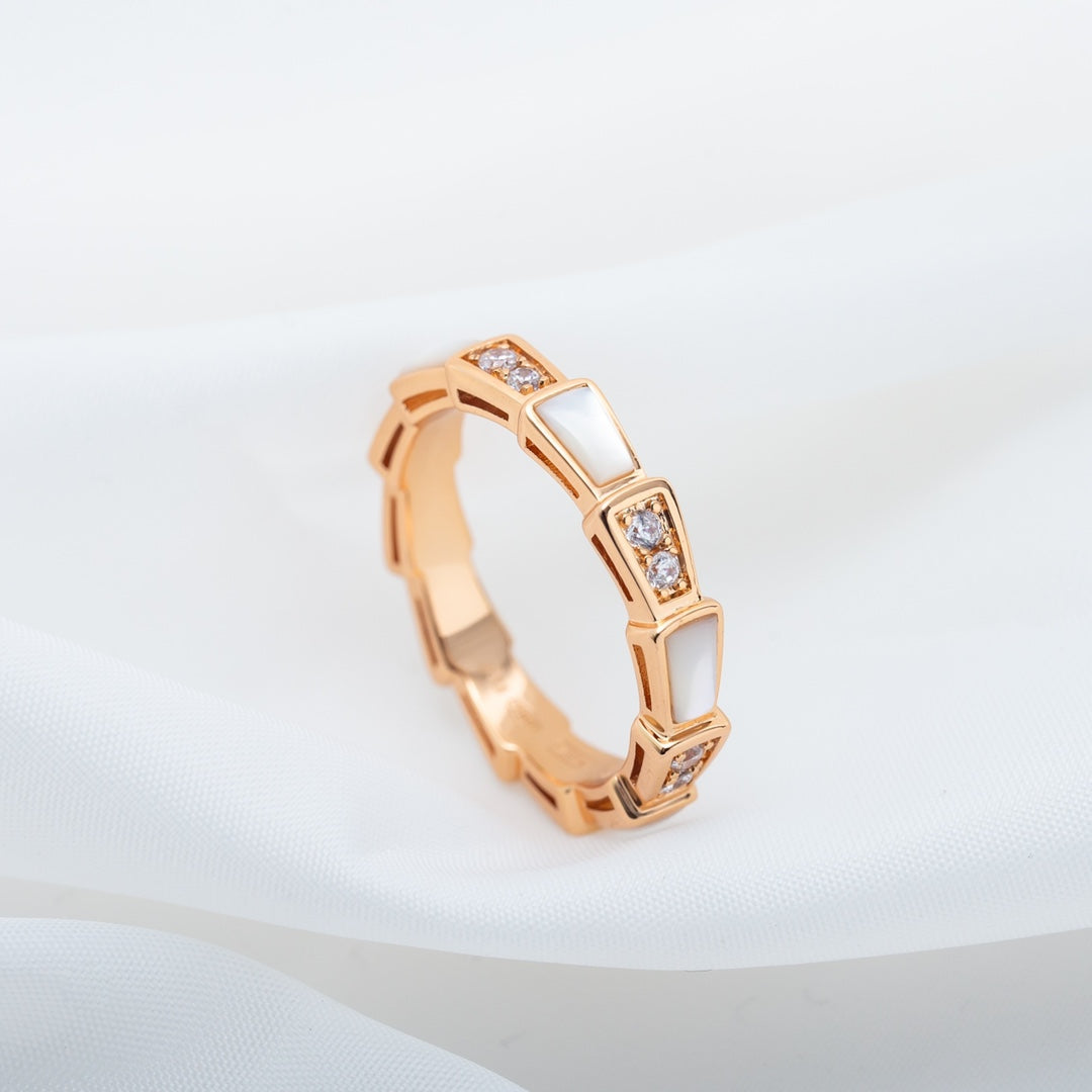 [LORA]SERPENTI RING PINK GOLD DIAMOND MOP 3MM