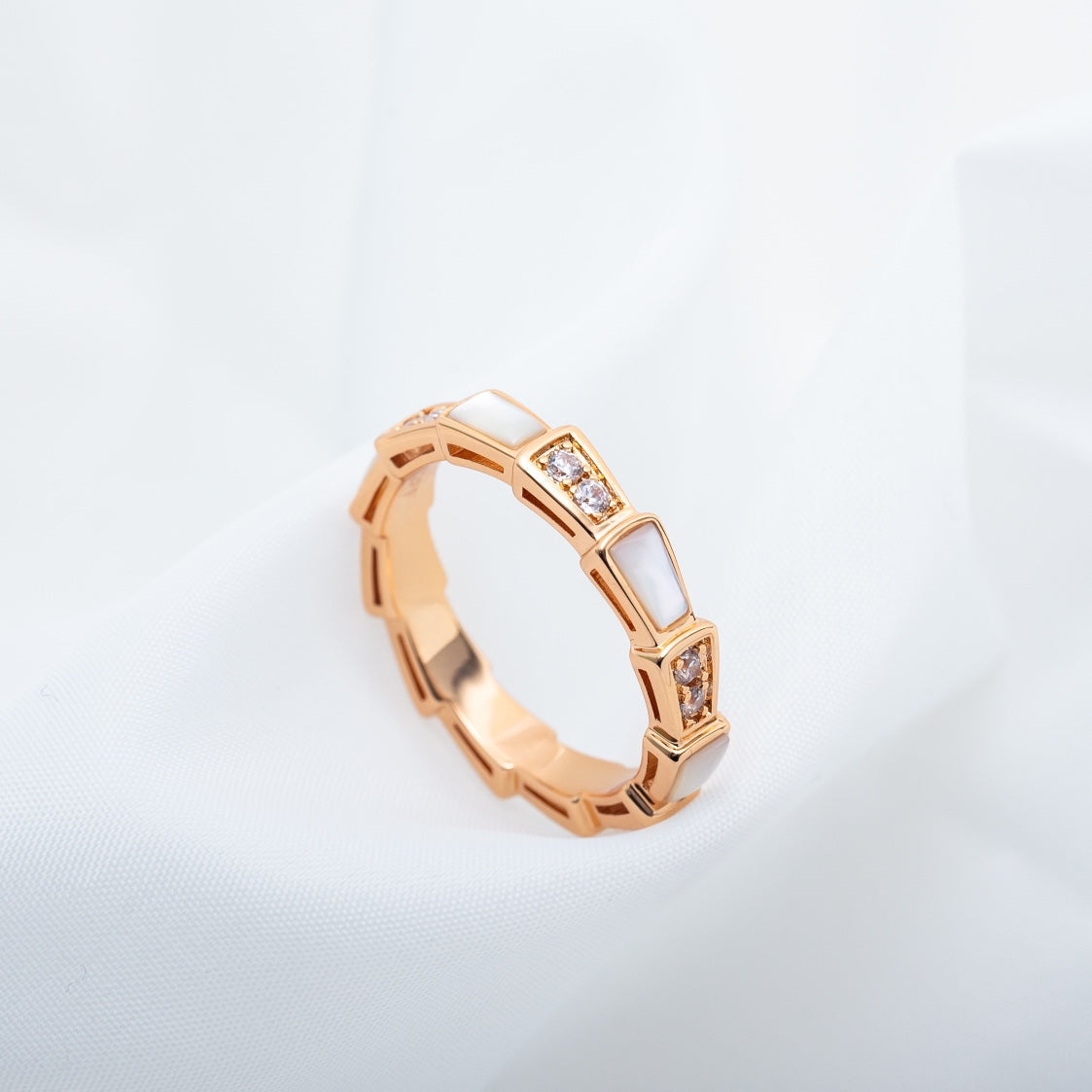 [LORA]SERPENTI RING PINK GOLD DIAMOND MOP 3MM