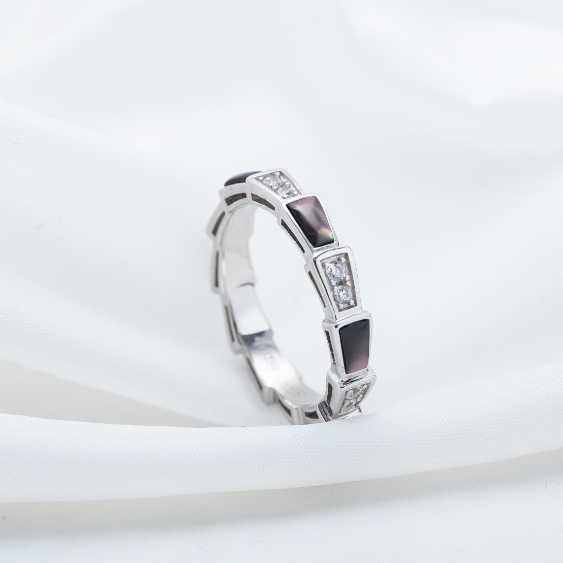 [LORA]SERPENTI RING SILVER  DIAMOND BLACK MOP 3MM
