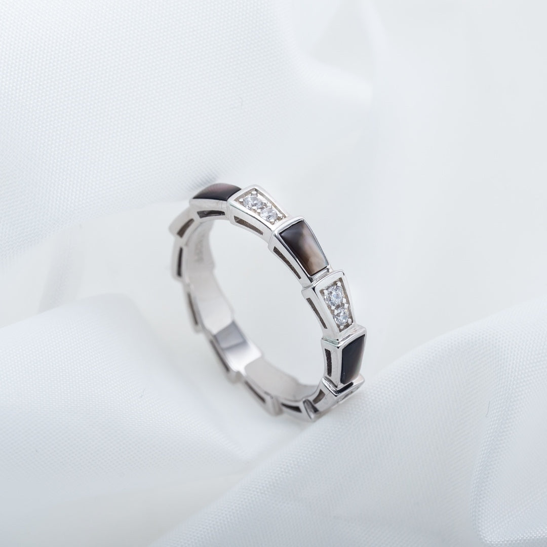 [LORA]SERPENTI RING SILVER  DIAMOND BLACK MOP 3MM