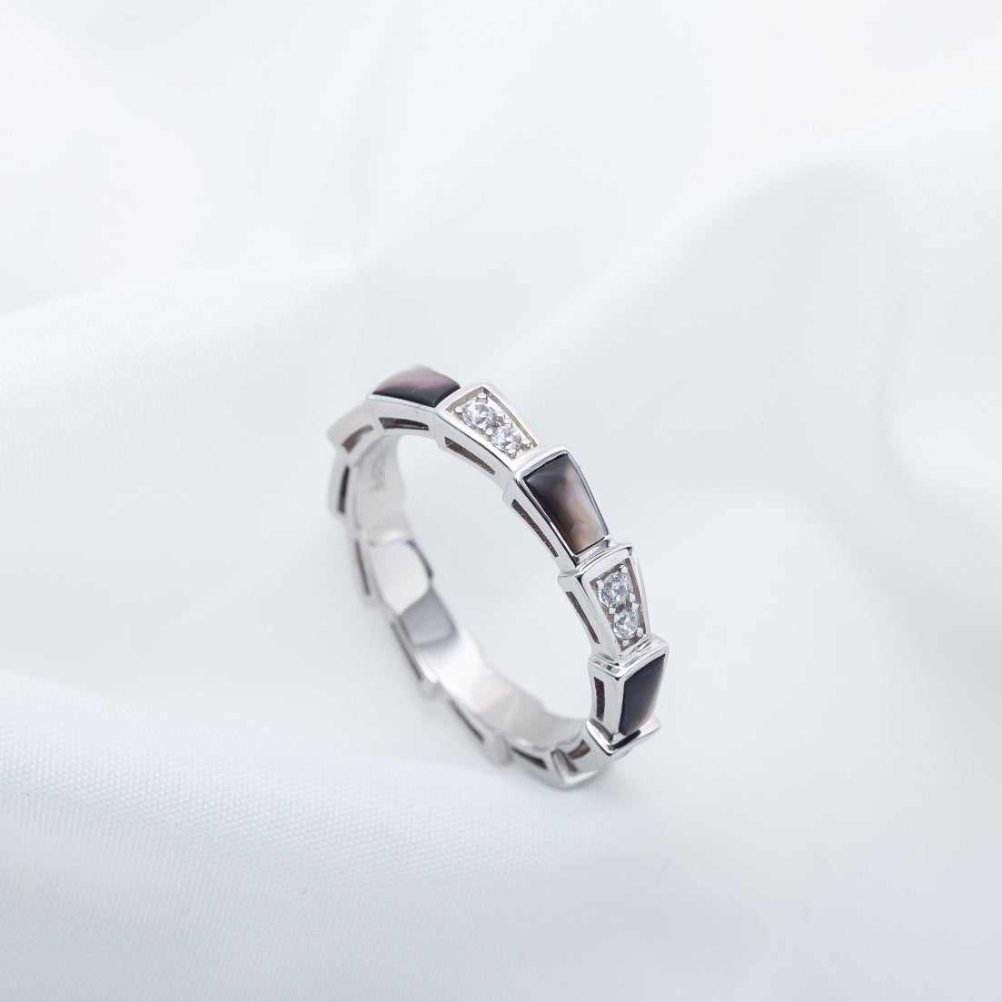 [LORA]SERPENTI RING SILVER  DIAMOND BLACK MOP 3MM