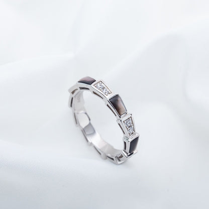 [LORA]SERPENTI RING SILVER  DIAMOND BLACK MOP 3MM