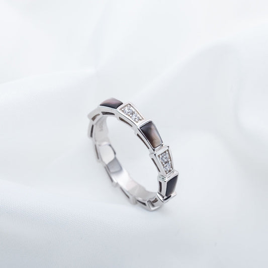 [LORA]SERPENTI RING SILVER  DIAMOND BLACK MOP 3MM