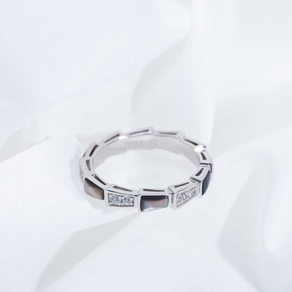 [LORA]SERPENTI RING SILVER  DIAMOND BLACK MOP 3MM