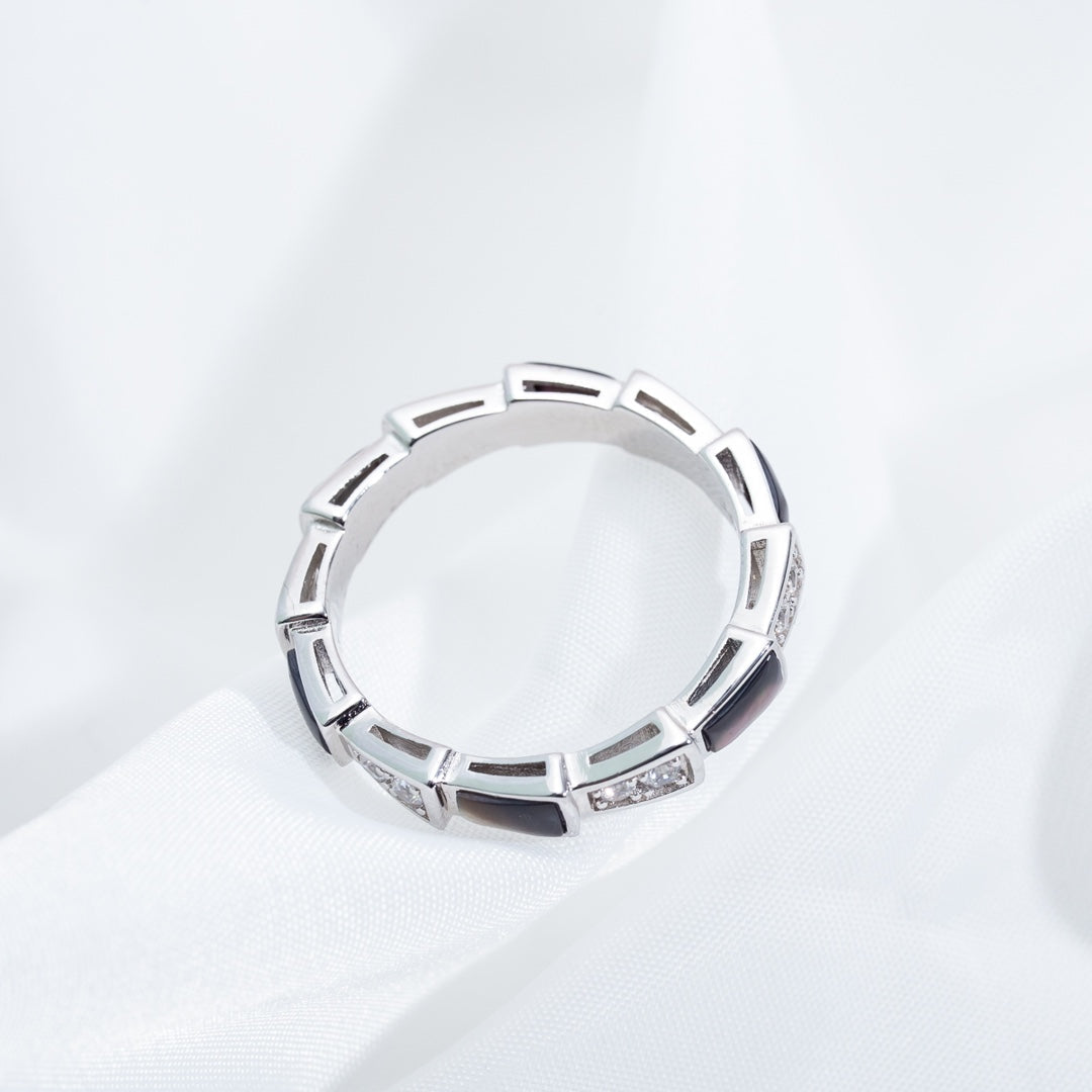 [LORA]SERPENTI RING SILVER  DIAMOND BLACK MOP 3MM