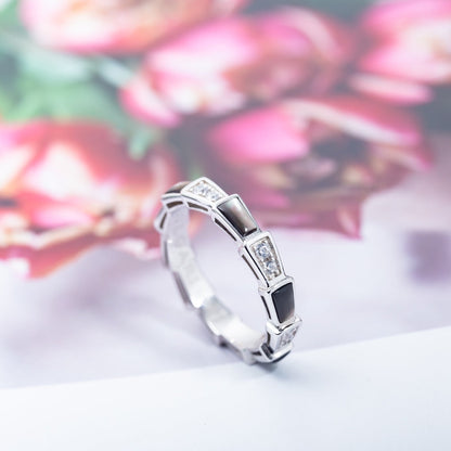 [LORA]SERPENTI RING SILVER  DIAMOND BLACK MOP 3MM