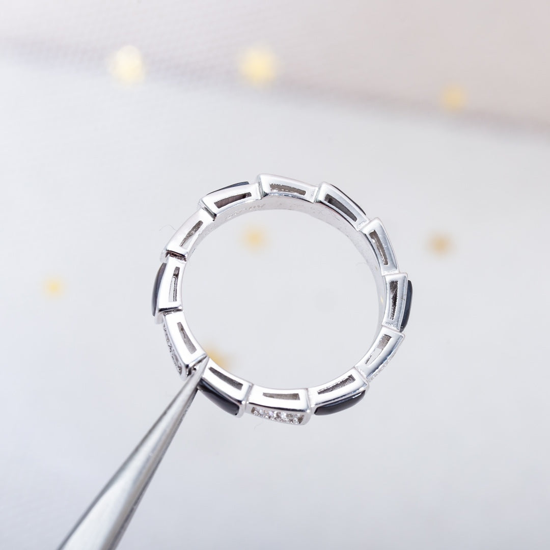 [LORA]SERPENTI RING SILVER  DIAMOND BLACK MOP 3MM
