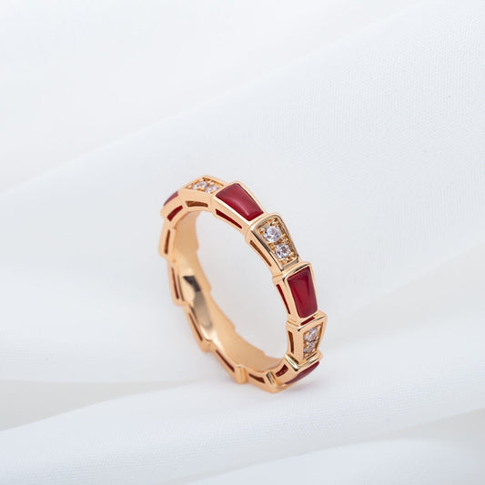 [LORA]SERPENTI RING PINK GOLD CARNELIAN DIAMOND 3MM