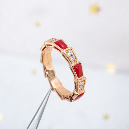 [LORA]SERPENTI RING PINK GOLD CARNELIAN DIAMOND 3MM
