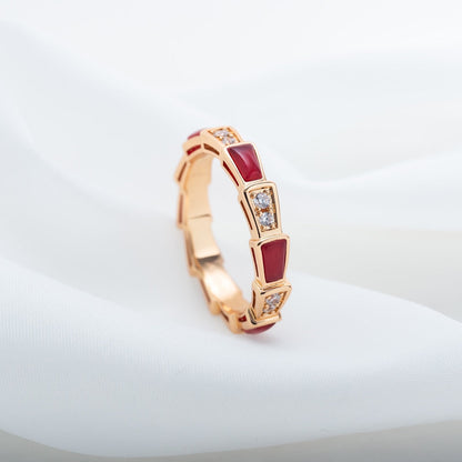 [LORA]SERPENTI RING PINK GOLD CARNELIAN DIAMOND 3MM