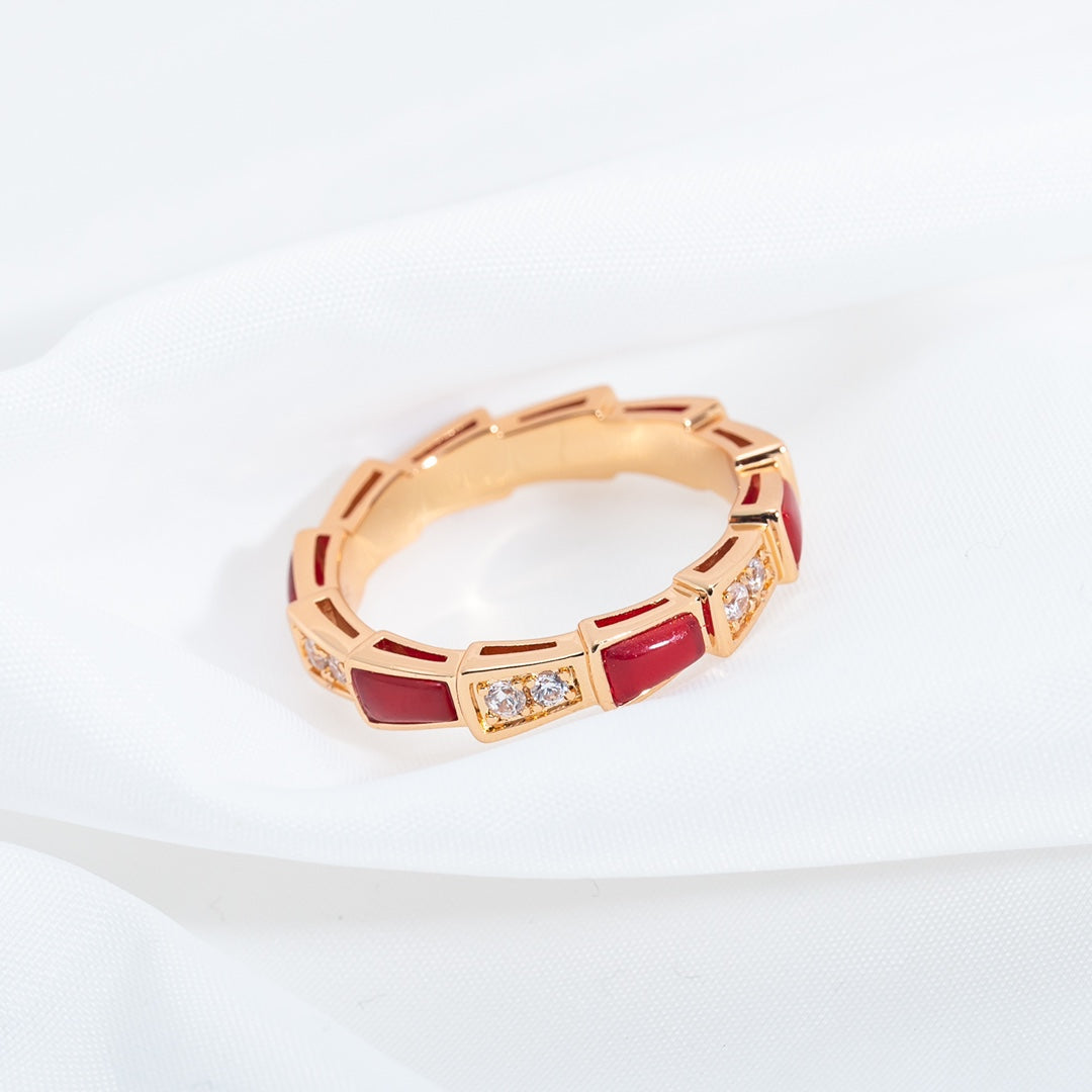 [LORA]SERPENTI RING PINK GOLD CARNELIAN DIAMOND 3MM
