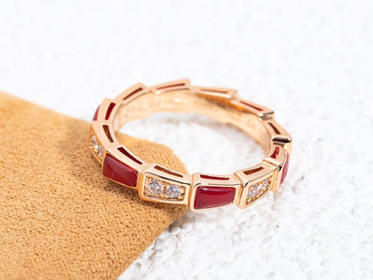 [LORA]SERPENTI RING PINK GOLD CARNELIAN DIAMOND 3MM