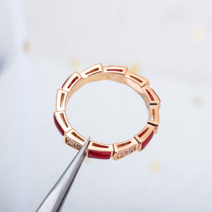 [LORA]SERPENTI RING PINK GOLD CARNELIAN DIAMOND 3MM